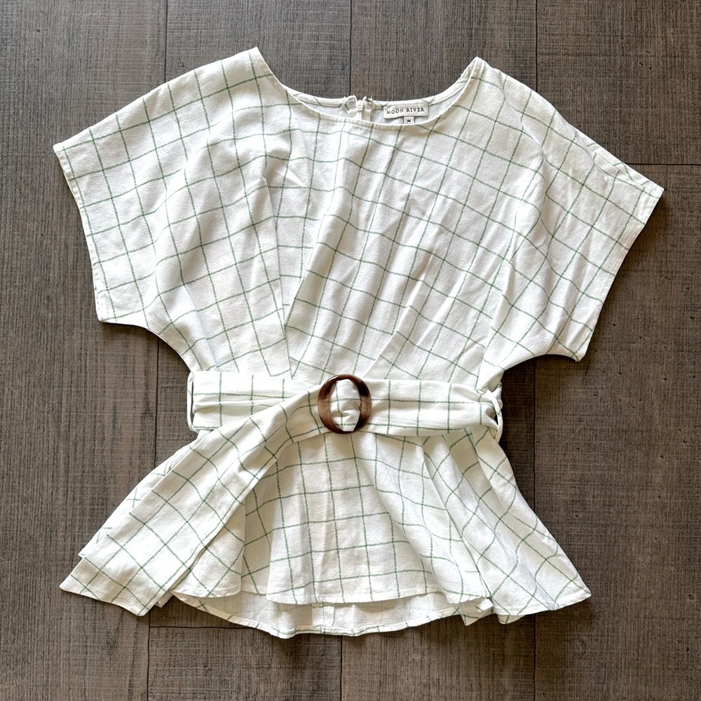 Linen belted Moon River top